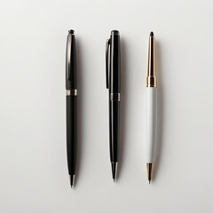 Black metal fountain pen, an isolated writing instrument for business or school, closeup on white paper