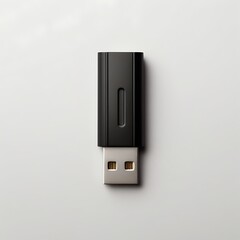 A white USB flash drive is plugged into a wall socket, indicating technology and power in a home