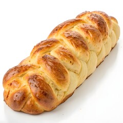 a traditional sweet braided yeast bread, on white background