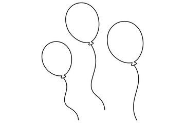 Continuous line drawing of a floating balloon artistic vector outline for modern and stylish graphics
