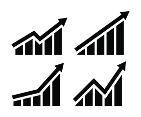 Growing graph set. Business chart with arrow. Growths chart collection. Profit growing symbol. Progress bar. Bar diagram. Growth success arrow icon. Progress symbol. Chart increase - stock vector.