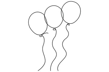Continuous line drawing of a floating balloon artistic vector outline for modern and stylish graphics
