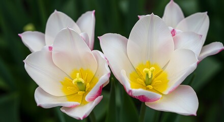 Fototapeta premium Tulip Flower White Pink Yellow Bloom