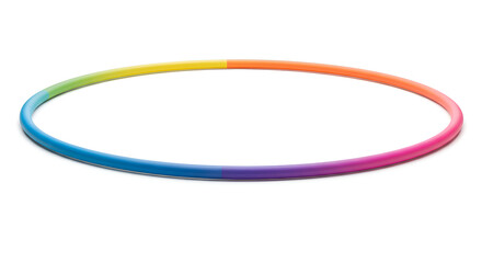A colorful hula hoop, assembled and placed on white background