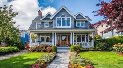 Luxury Dream House:  A Stunning Suburban Residence with Landscaped Gardens