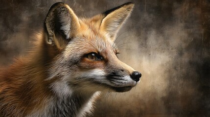 Fototapeta premium Majestic Red Fox Portrait Against a Textured Background Wildlife Photography