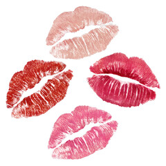 kissing lipstick marks isolated on transparent background