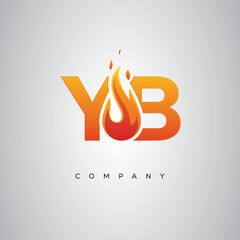 YB Creative Fire Letter Logo Design