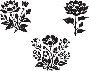 Blooming Flower Silhouette Vector Set &ndash; Elegant Floral Outlines for Nature, Garden, and Decorative Design Projects