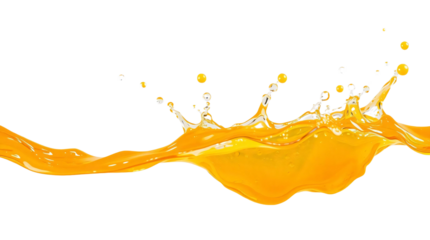 Fresh orange juice splash isolated on transparent background