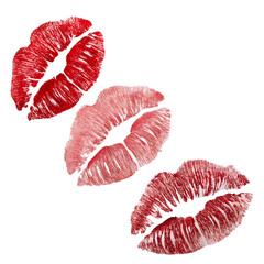kissing lipstick marks isolated on transparent background