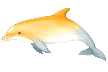 Fototapeta premium Yellow and gray watercolor dolphin illustration in motion