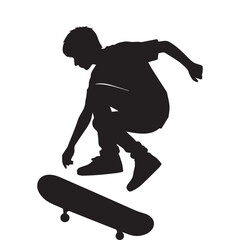 Fototapeta premium silhouette of a person playing skateboard, editable vector image