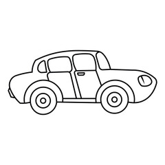A basic line drawing of a four-door car, representing general personal transportation and everyday travel. Suitable for various themes related to vehicles and journeys.