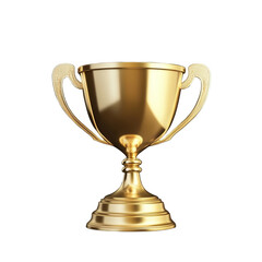 Realistic golden trophies made of polished metal, classic award shapes including cups and plaques, rendered in high detail