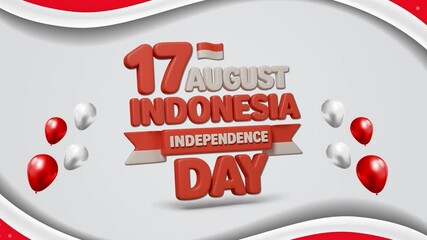 17th of august indonesian independence day with balloon motion graphic animation