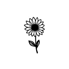 Minimalist Sunflower Blossom Illustration for Design Elements and Creative Projects