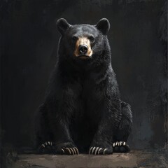 Fototapeta premium A black bear is sitting on a table