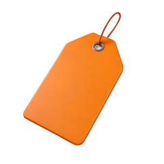 orange blank price tag 3d render icon isolated on transparent background
