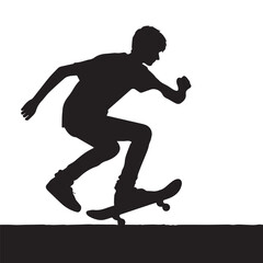 silhouette of a person playing skateboard, editable vector image