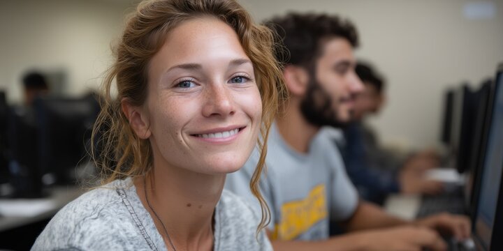 University computer lab experience with students focused on their assignments