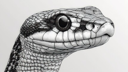 Close-up of a snake's head, detailed scales