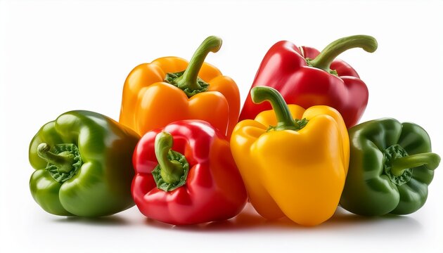 various of colorfull bell pepers isolated on white background generatif ai