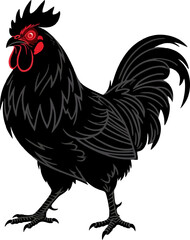 illustration of a chicken with fiery red eyes