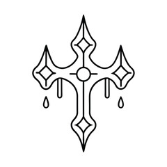 blood dripping leviathan cross on stone