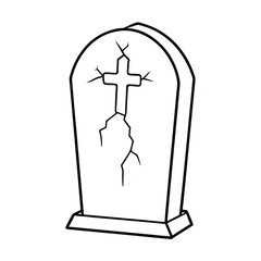 cracked gravestone etched with leviathan cross