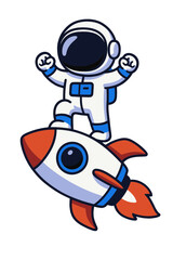 Obraz premium Vector Astronaut Standing on Rocket with Fists Raised