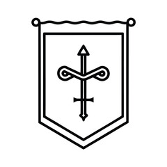 Medieval Leviathan Cross Symbol Tapestry