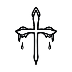 Watercolor Leviathan Cross with Dripping Ink