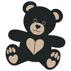 Illustrated teddy bear with valentine symbol isolated vector illustration