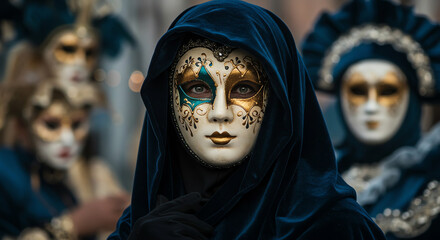 Close up of a venetian carnival mask