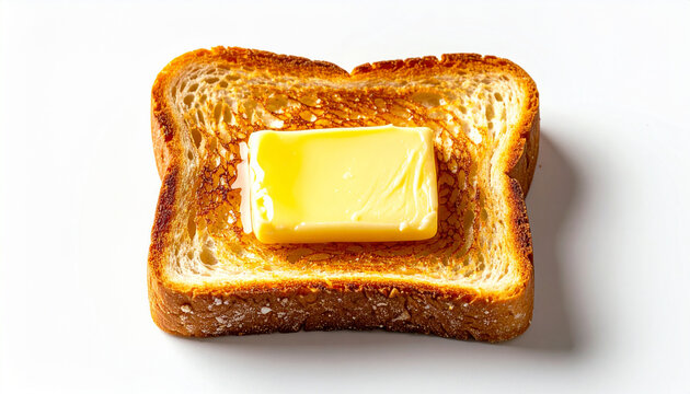 Single slice of toast with melted butter
