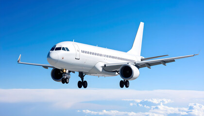 Obraz premium Commercial Airplane in Flight Above Clouds Stunning Aerial View