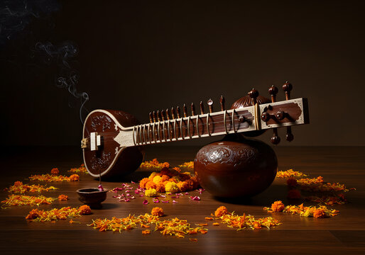 Indian sitar instrument traditional