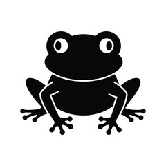 Frog Silhouette Icon – Vector Illustration of Amphibian on White Background