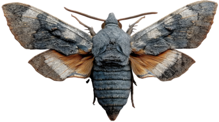 Close-Up of a Hawk Moth: An intricate close-up photograph of a hawk moth with its wings outstretched, revealing its detailed patterns and intricate details.