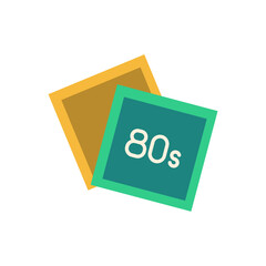 Retro Aesthetic: Two Square Geometric Forms with the '80s' Text Depiction