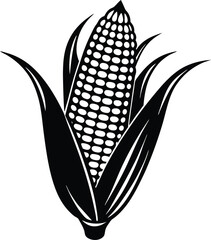 Bold Black Corn on the Cob Silhouette Minimal Summer Harvest Design