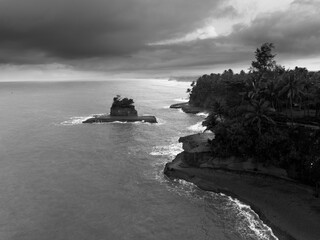 beautiful morning view panorama indonesia beach weather with sky colors and storm season