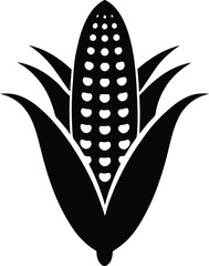 Bold Black Corn on the Cob Silhouette Minimal Summer Harvest Design