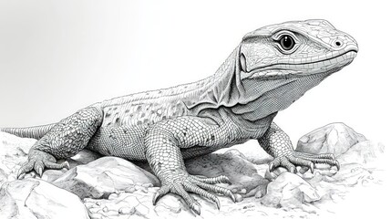 Obraz premium Detailed pencil sketch of a lizard (1)