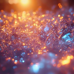 A digital artwork features a radiant, glowing bubble surrounded by a cloudy backdrop, evoking a sense of wonder and mystery.