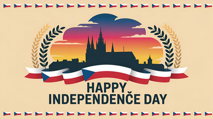 Fototapeta premium October 28, Independent Czechoslovak State Day vector illustration. Public holiday in Czech Republic. Suitable for greeting card, poster and banner.