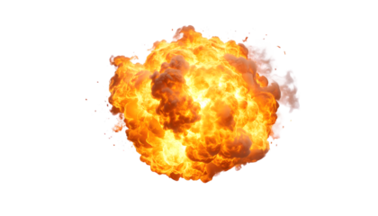 Fiery Explosion on Transparent Background