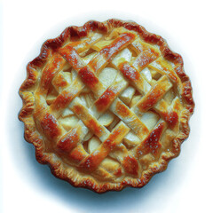 Delicious homemade pie with a lattice crust, golden brown pastry, caramelized filling, sweet dessert, traditional baked fruit pie, rustic treat