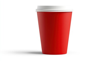 Photorealistic Mockup of a Single Red Disposable Coffee Cup
